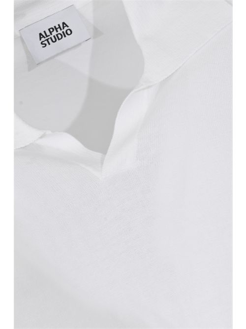 Polo in crepe di cotone Bianco Alpha studio | AU-5041B1000